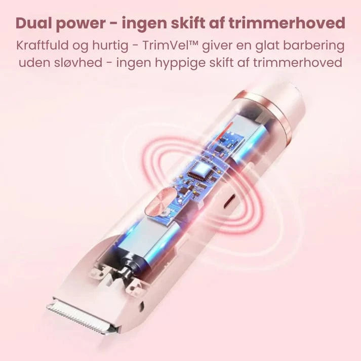 2 i 1 Smertefri Elektrisk Barbermaskine - Dame - Vandtæt - Hårtrimmer