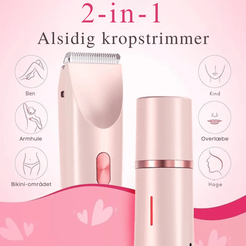 2 i 1 Smertefri Elektrisk Barbermaskine - Dame - Vandtæt - Hårtrimmer