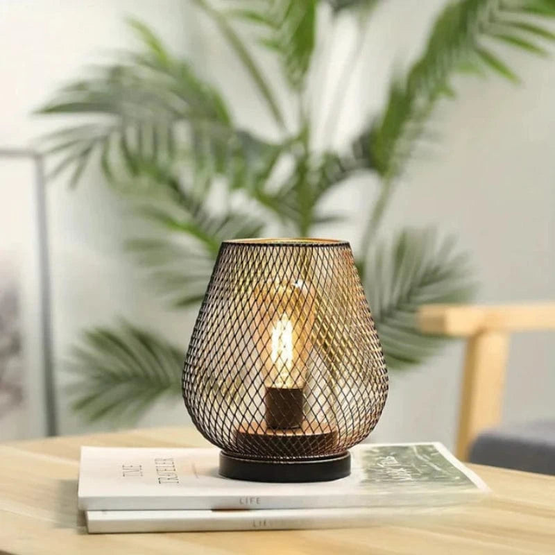 2 stk. Batteridrevet Metalbur LED Lanterne - Bordlampe - Dæmpbar - Indendørs og Udendørs
