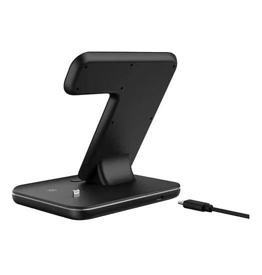3 i 1 Trådløs Ladestation - Hurtig Opladning - Skridsikker - 15W - Sort Wireless Chargers Danmarkmode.dk