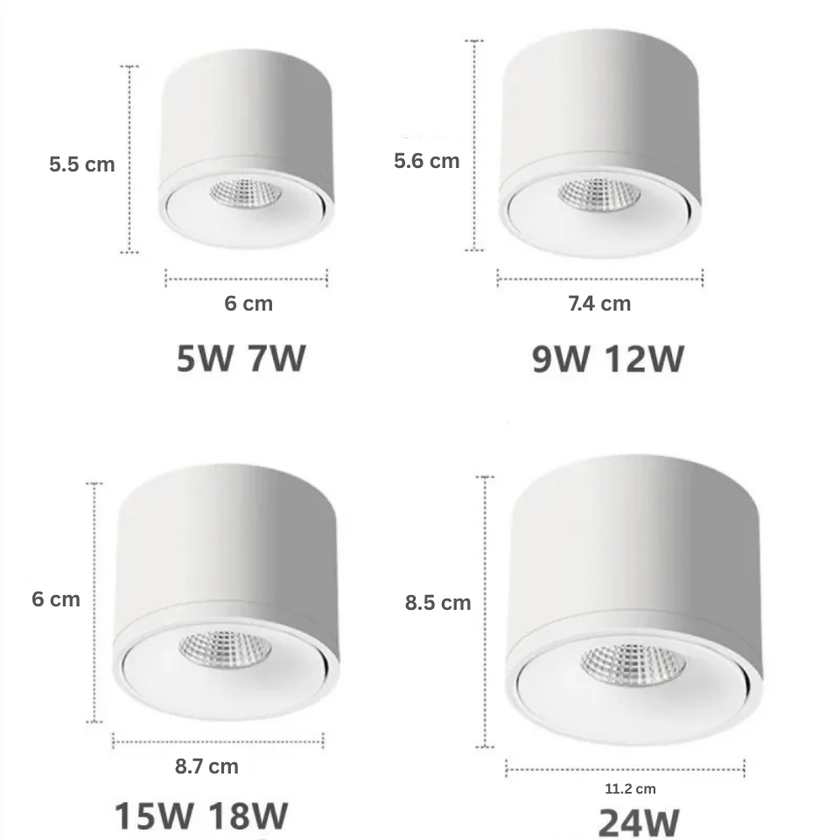 360° Drejelig Cylinder Form LED Spotlight - Downlight - Loftslampe - Dæmpbar