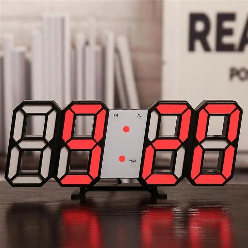 3D LED Digitalt Vægur - Vækkeur - Natlys - Akryl Wall Clock Danmarkmode.dk