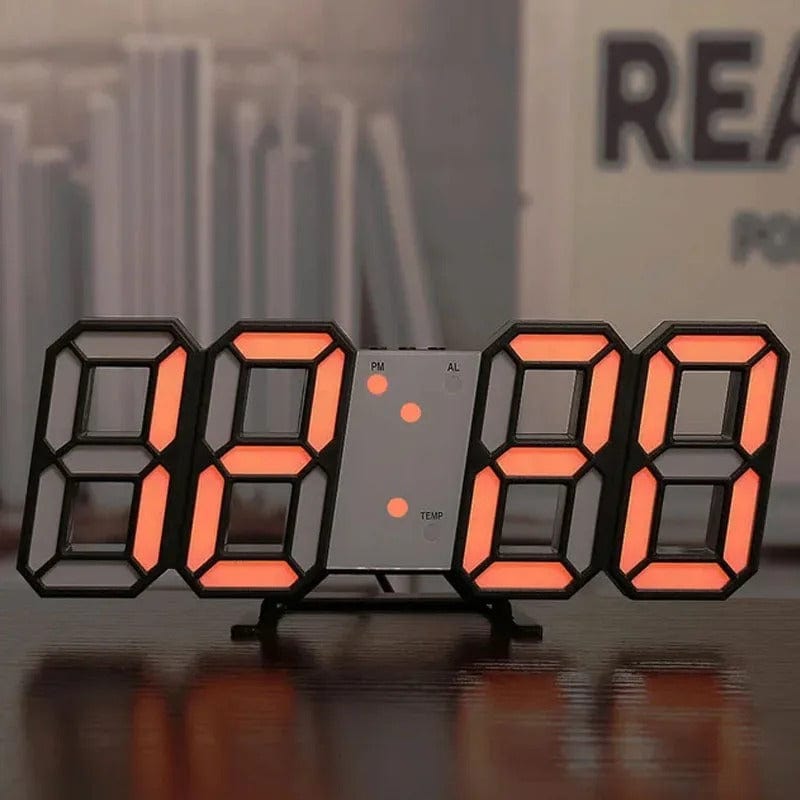 3D LED Digitalt Vægur - Vækkeur - Natlys - Akryl Wall Clock Danmarkmode.dk