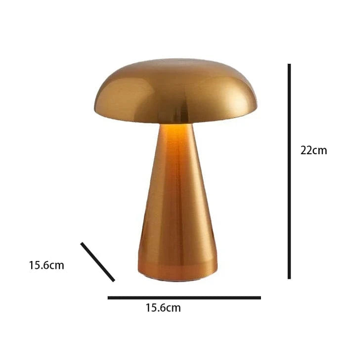 Bærbar Mushroom Bordlampe - Trådløs - Genopladelig - Touch Kontrol - Trådløs