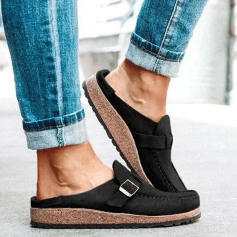 Casual Træsko til Damer - Ruskind Sko - Spænderem - Slip On - Flade Sandaler - Sommer Sandaler Dame