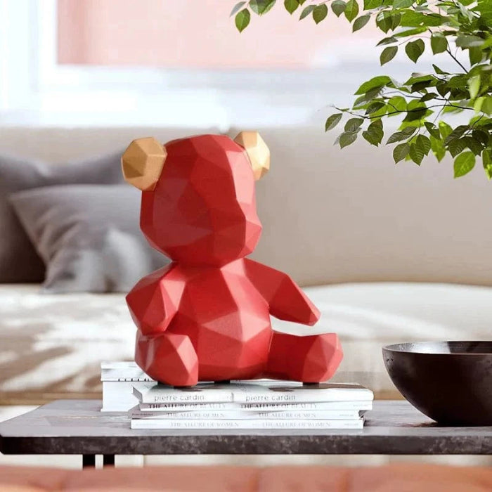 Geometric Bear Figurine - Statue - Resin - Sparegris - Boligindretning