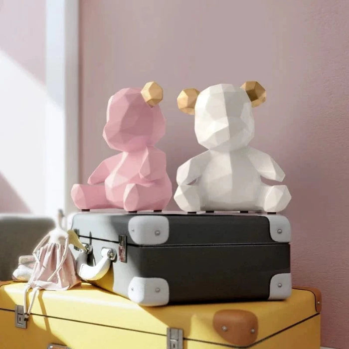Geometric Bear Figurine - Statue - Resin - Sparegris - Boligindretning