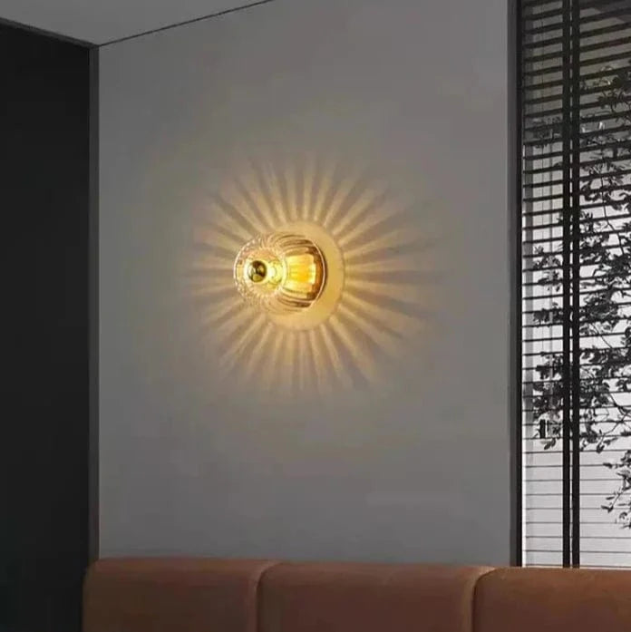 Glas Knop Væglampe - Klar - Led Pære - Sollys