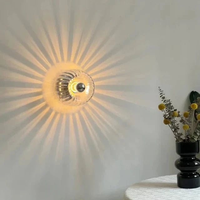 Glas Knop Væglampe - Klar - Led Pære - Sollys