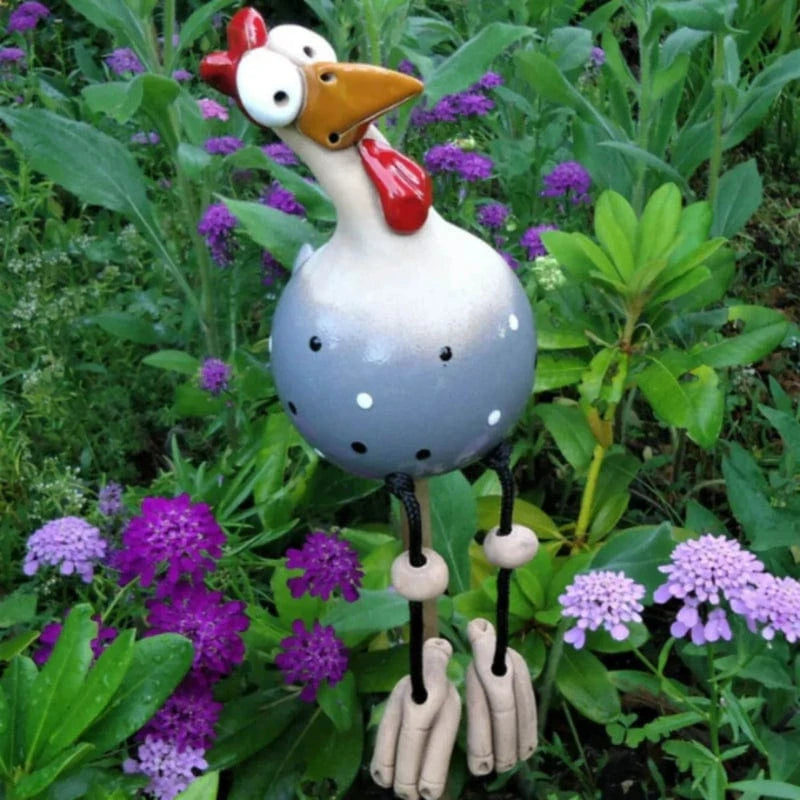 Kylling Hane Ornamenter - Haveindretning - Havekunst - Resin - Figurines