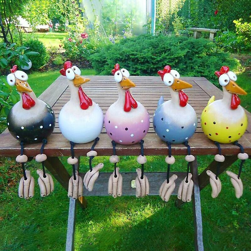 Kylling Hane Ornamenter - Haveindretning - Havekunst - Resin - Figurines