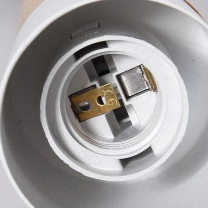 Massivt Træ Metal Cylinder Pendel Lampe - E27 - LED - Ø 10cm