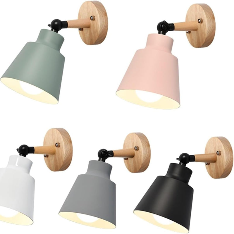 Matte Finish Væglampe med Træfod - Sengelampe - Indendørs - Jern