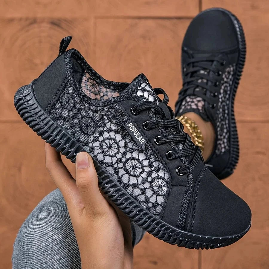 Mesh Blomstermønster Sneakers Dame - Letvægt - Åndbare - Sommersko