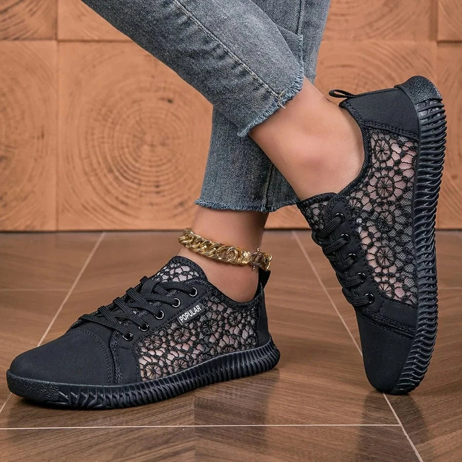 Mesh Blomstermønster Sneakers Dame - Letvægt - Åndbare - Sommersko