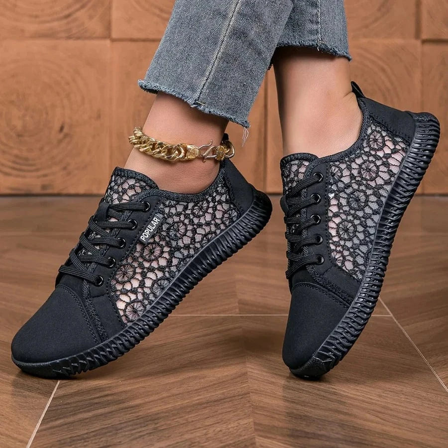 Mesh Blomstermønster Sneakers Dame - Letvægt - Åndbare - Sommersko