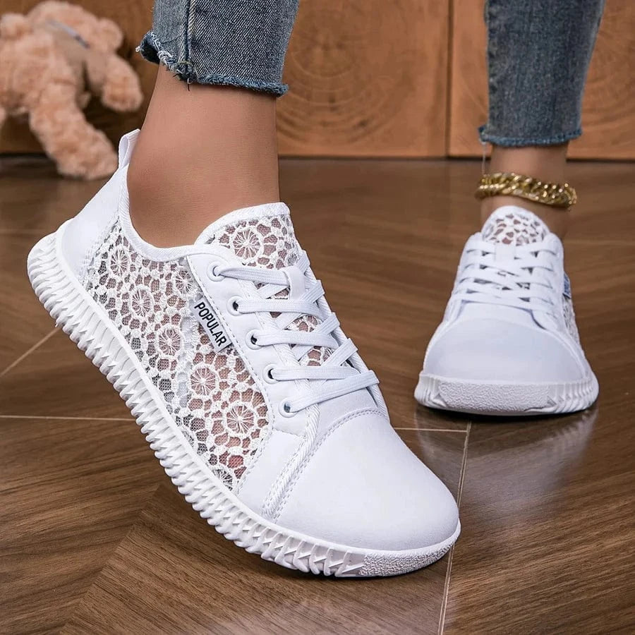 Mesh Blomstermønster Sneakers Dame - Letvægt - Åndbare - Sommersko