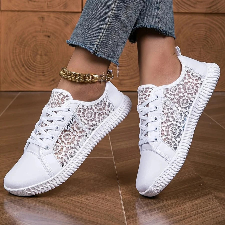Mesh Blomstermønster Sneakers Dame - Letvægt - Åndbare - Sommersko