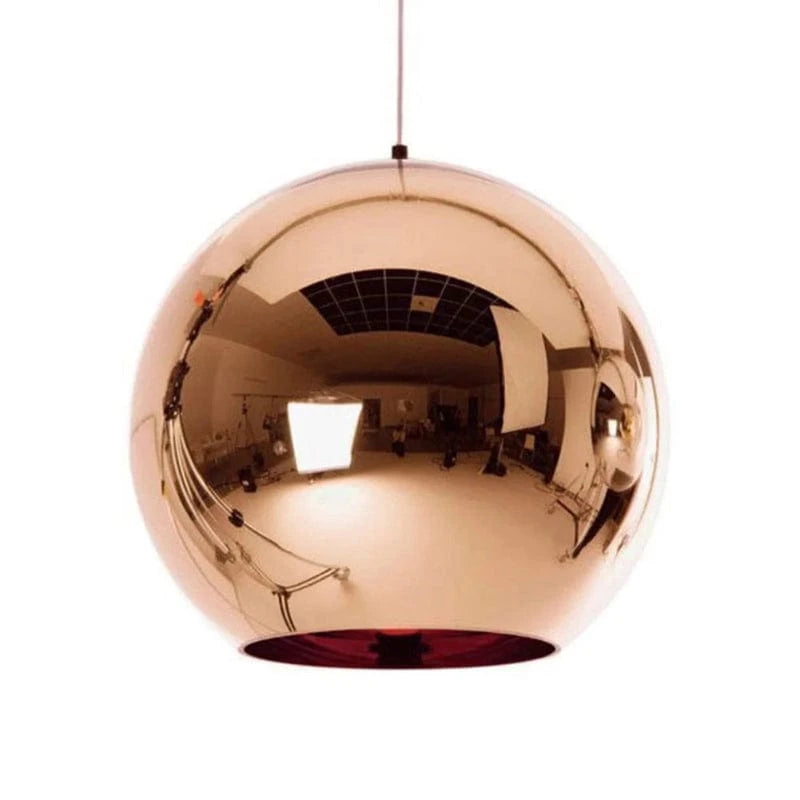 Metallisk Kugle Pendel Lampe - Glas - E27 Pære - 60W