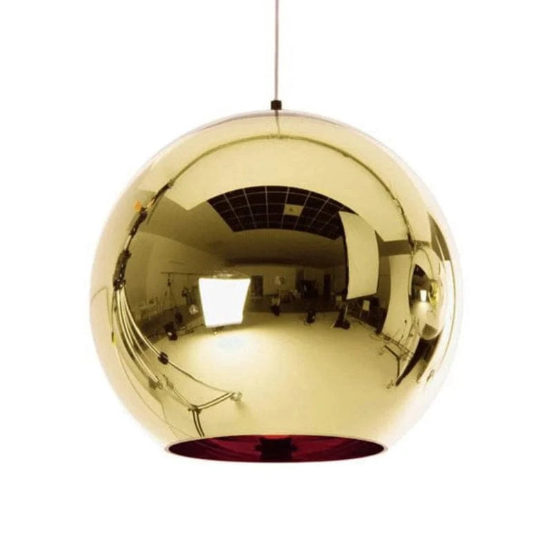 Metallisk Kugle Pendel Lampe - Glas - E27 Pære - 60W