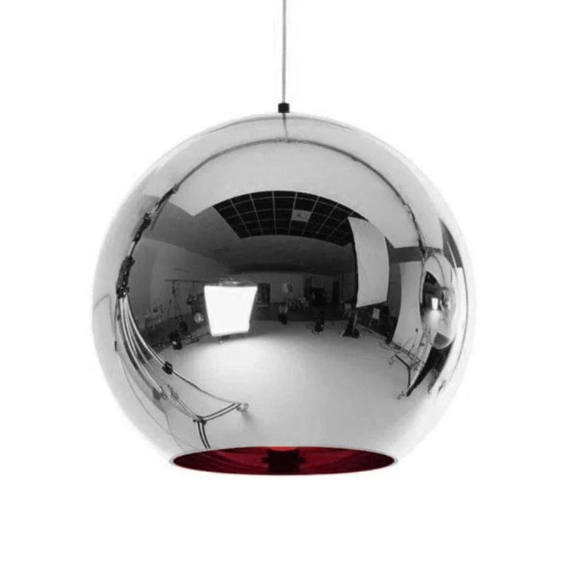 Metallisk Kugle Pendel Lampe - Glas - E27 Pære - 60W