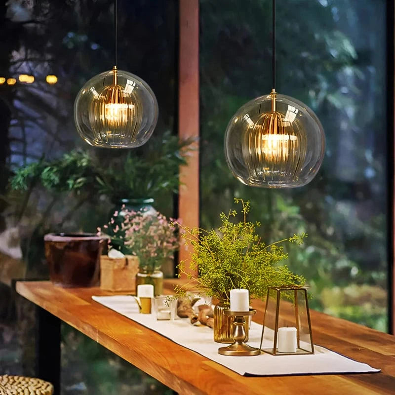 Moderne Glas Orb Pendellampe - LED Belysning - Boligindretning - E27 Pære