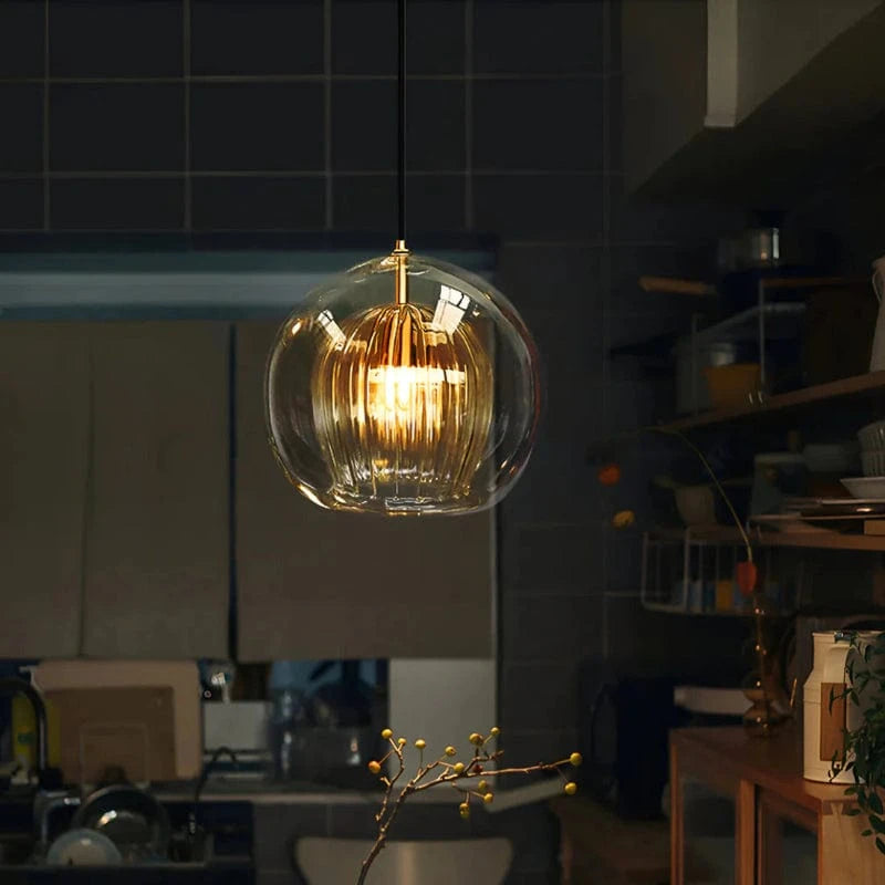 Moderne Glas Orb Pendellampe - LED Belysning - Boligindretning - E27 Pære