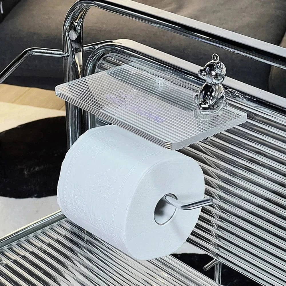 Moderne Toiletpapirholder med Akryl Hylde - Selvklæbende - Klar - Metal