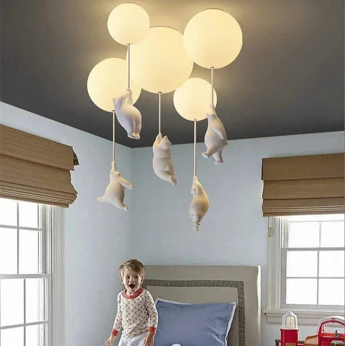 Moderne Hængende Bjørn Plafond Lampe - Sfære - Boligindretning - Børn - Indendørs