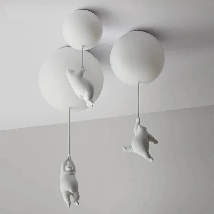 Moderne Hængende Bjørn Plafond Lampe - Sfære - Boligindretning - Børn - Indendørs