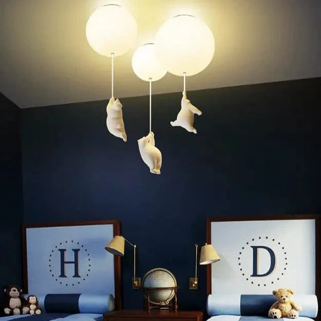 Moderne Hængende Bjørn Plafond Lampe - Sfære - Boligindretning - Børn - Indendørs