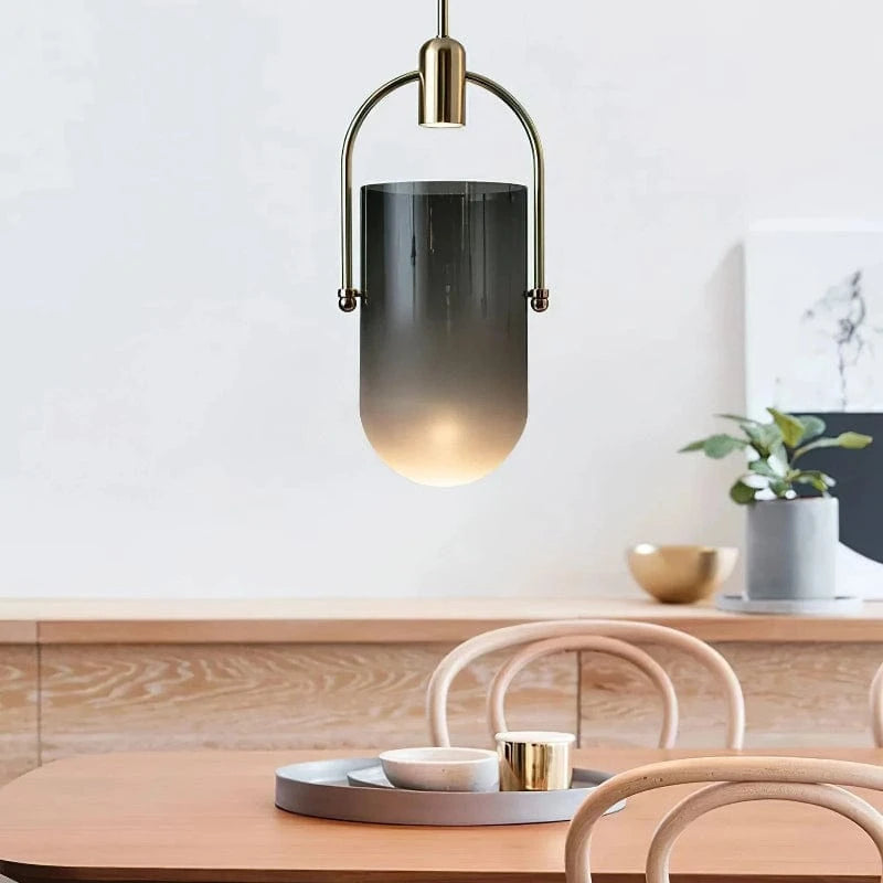 Morderne Spand Form Glas Pendel Lampe - Guld - Boligindretning - Metal