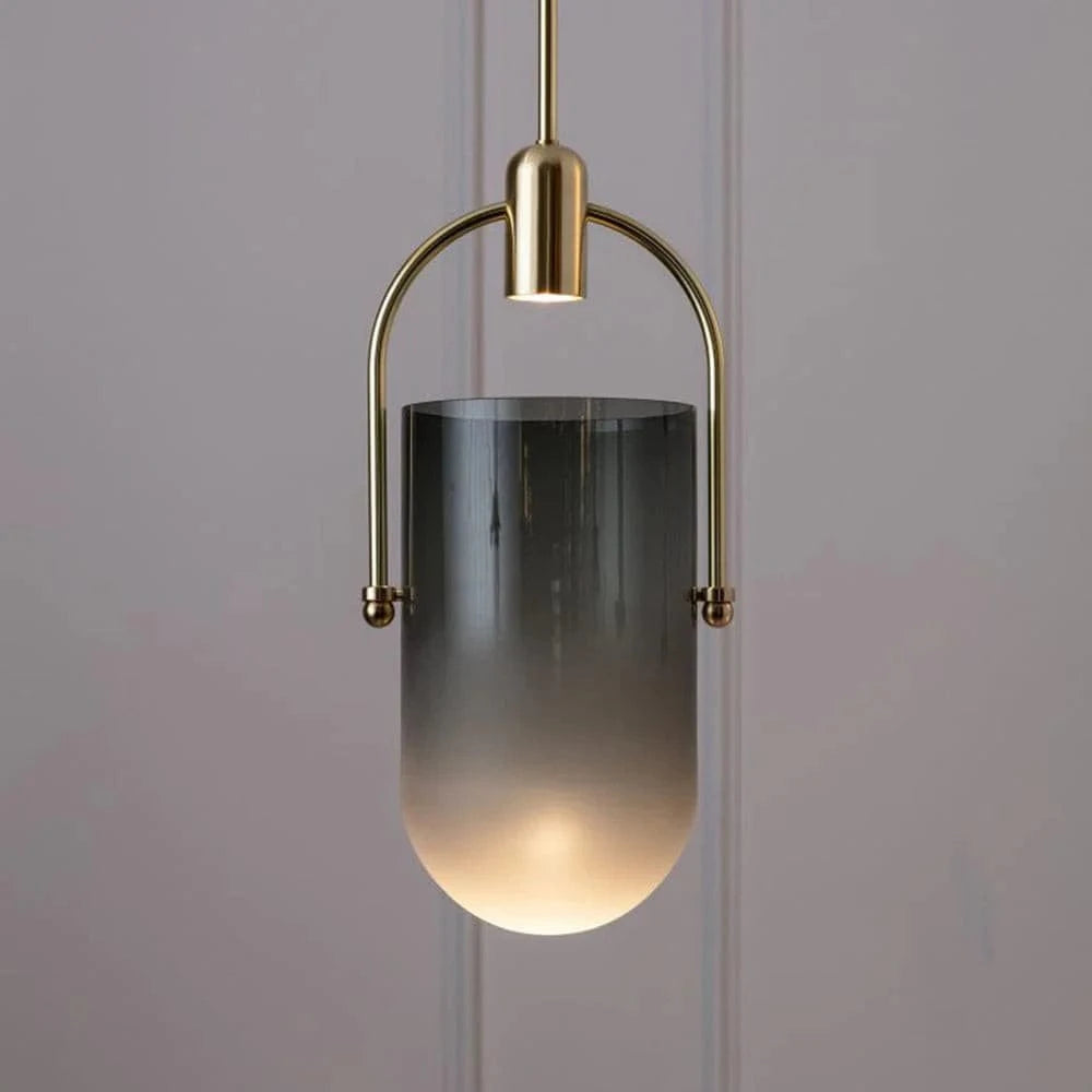 Morderne Spand Form Glas Pendel Lampe - Guld - Boligindretning - Metal