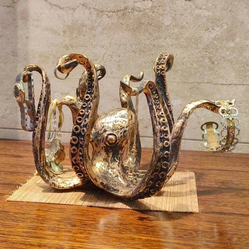 Nautisk Blæksprutte Krus Kopholder - Borddekoration - Støbejern - Bronze Finish