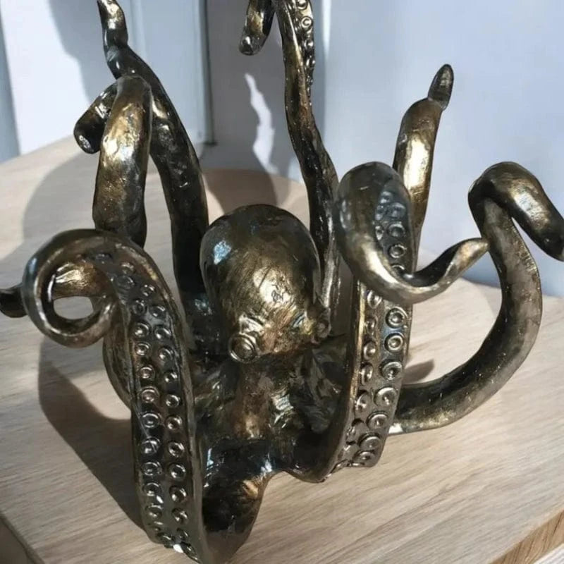 Nautisk Blæksprutte Krus Kopholder - Borddekoration - Støbejern - Bronze Finish