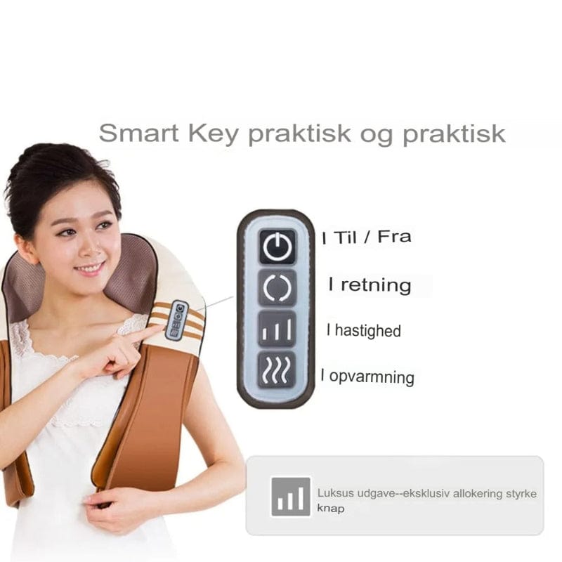 Opvarmet Shiatsu Skulder og Nakke Massageapparat - Bærbar - U-formet - Opladelige Batterier