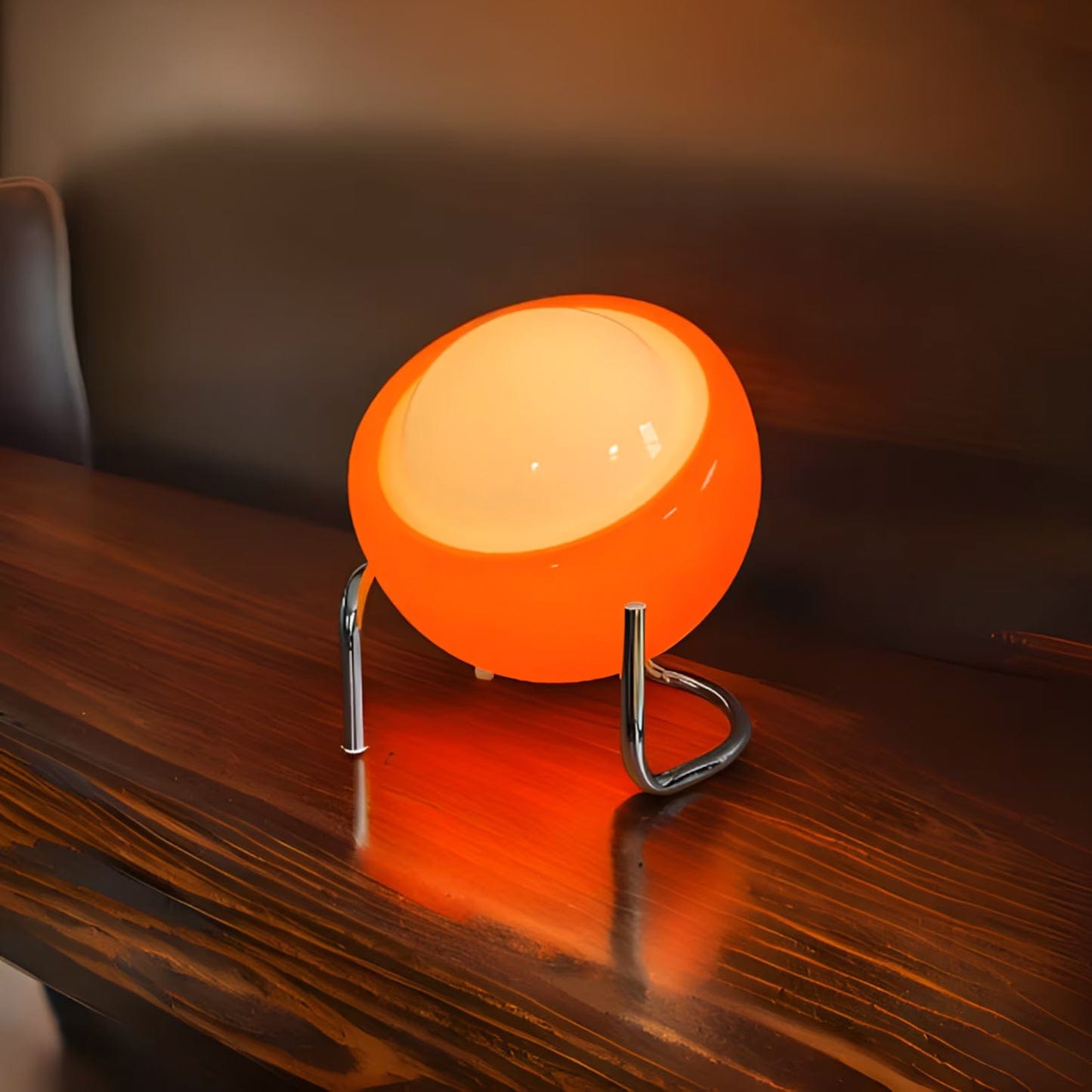 Planet Orange Bordlampe - Glossy - Frostet Glas - USB Udtag - 30cm