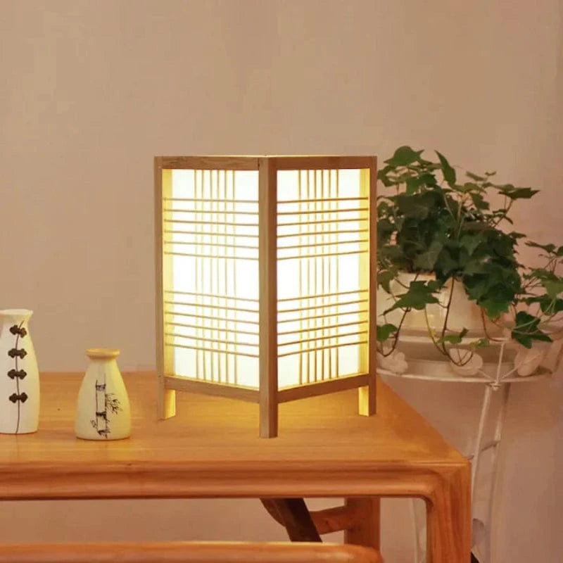 Rektangulær Bambus Vævet Bordlampe - Japandi Style - Boligindretning - E27 LED Pærer