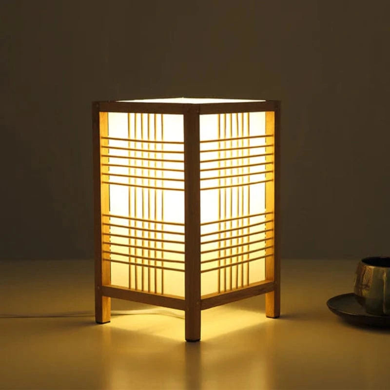 Rektangulær Bambus Vævet Bordlampe - Japandi Style - Boligindretning - E27 LED Pærer