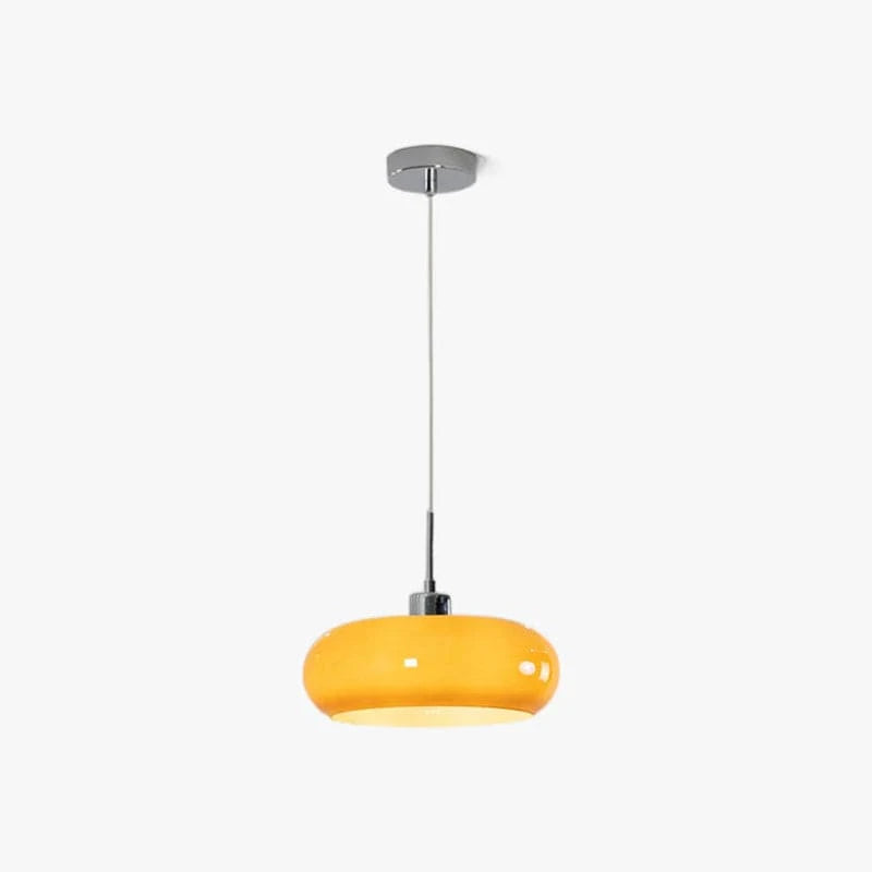 Retro Bauhaus Rund Glas Pendellampe - Opalglas - Metal - E27