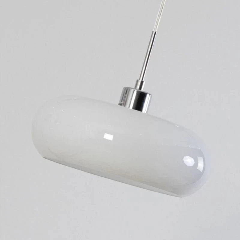 Retro Bauhaus Rund Glas Pendellampe - Opalglas - Metal - E27