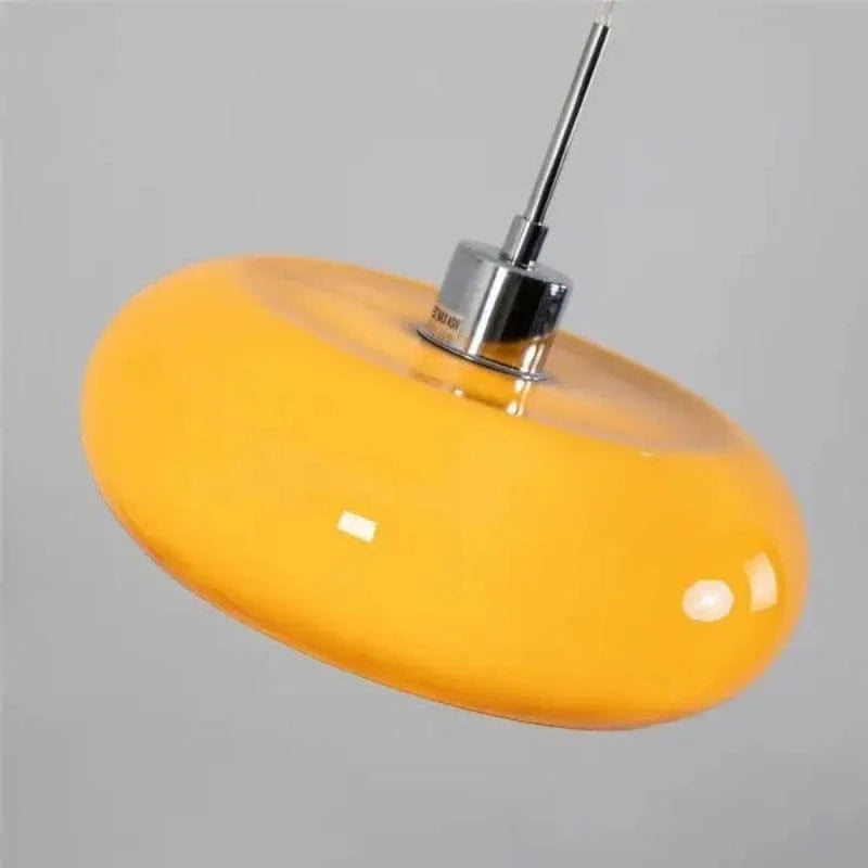 Retro Bauhaus Rund Glas Pendellampe - Opalglas - Metal - E27
