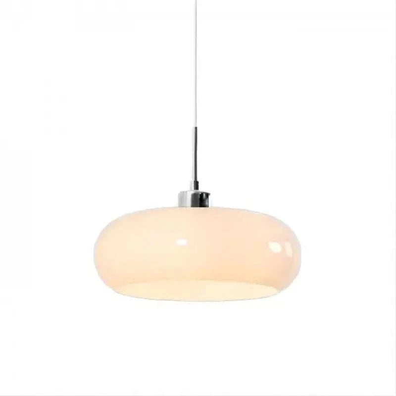 Retro Bauhaus Rund Glas Pendellampe - Opalglas - Metal - E27