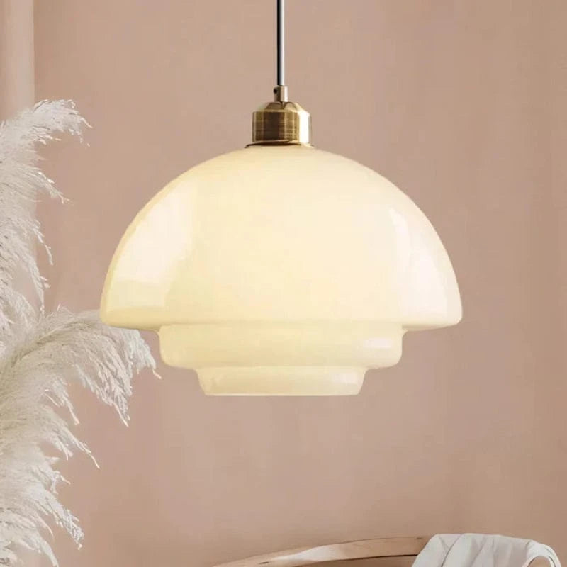 Retro Opal Glas Pendellampe - Tiered - E27 Pære - Art Deco