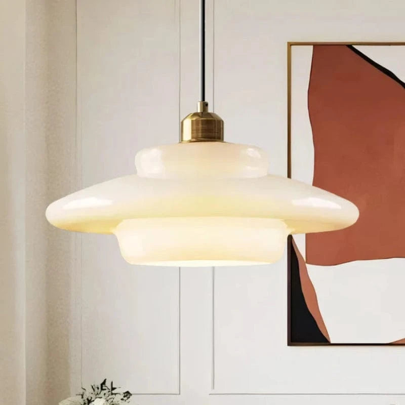 Retro Opal Glas Pendellampe - Tiered - E27 Pære - Art Deco