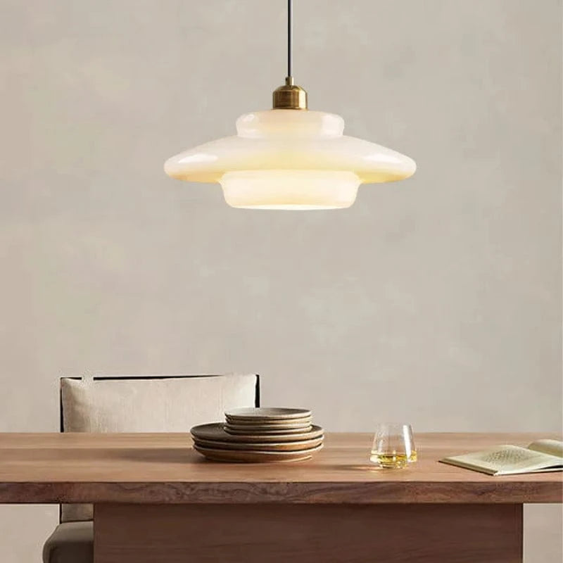 Retro Opal Glas Pendellampe - Tiered - E27 Pære - Art Deco
