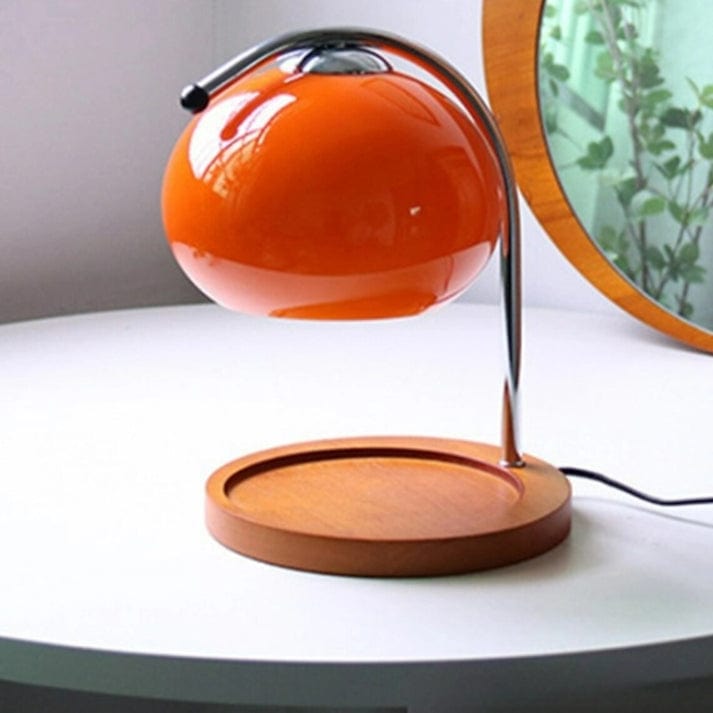 Retro Glas Stearinlys Varmelampe - Sengelampe - Dæmpbar - Træ