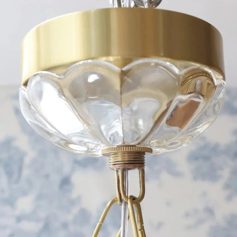 Rosehill Blomst Kurv Lysekrone - Glas - E14 Pære - Guldkæde - 40cm