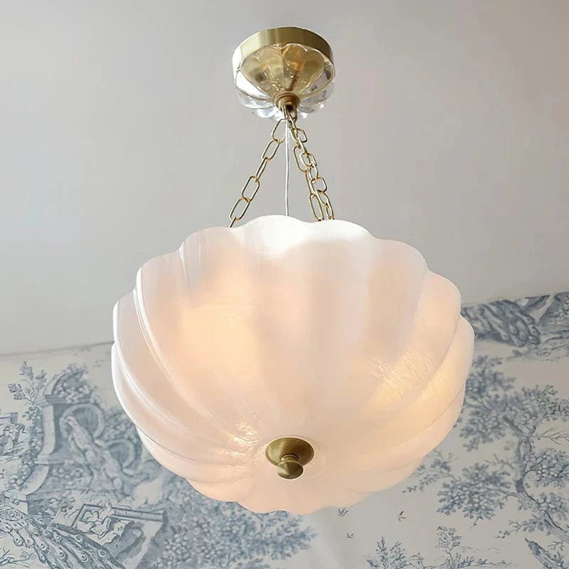 Rosehill Blomst Kurv Lysekrone - Glas - E14 Pære - Guldkæde - 40cm