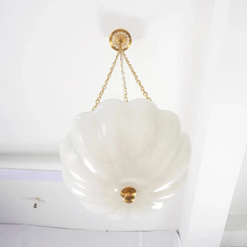 Rosehill Blomst Kurv Lysekrone - Glas - E14 Pære - Guldkæde - 40cm